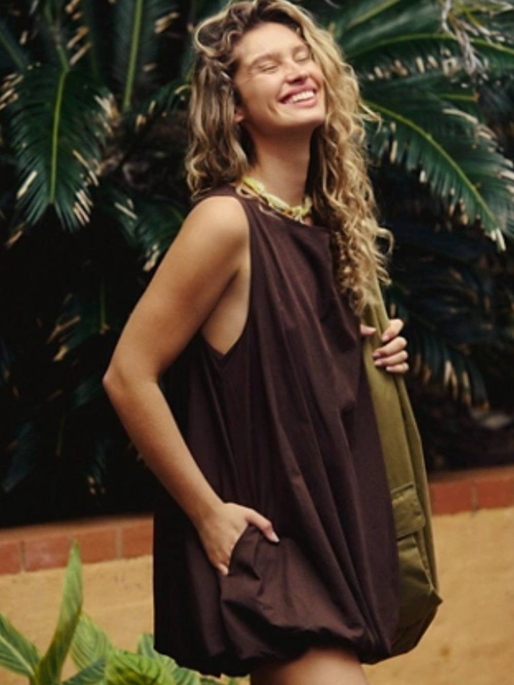 Free People Brown Sleeveless Mini Dress